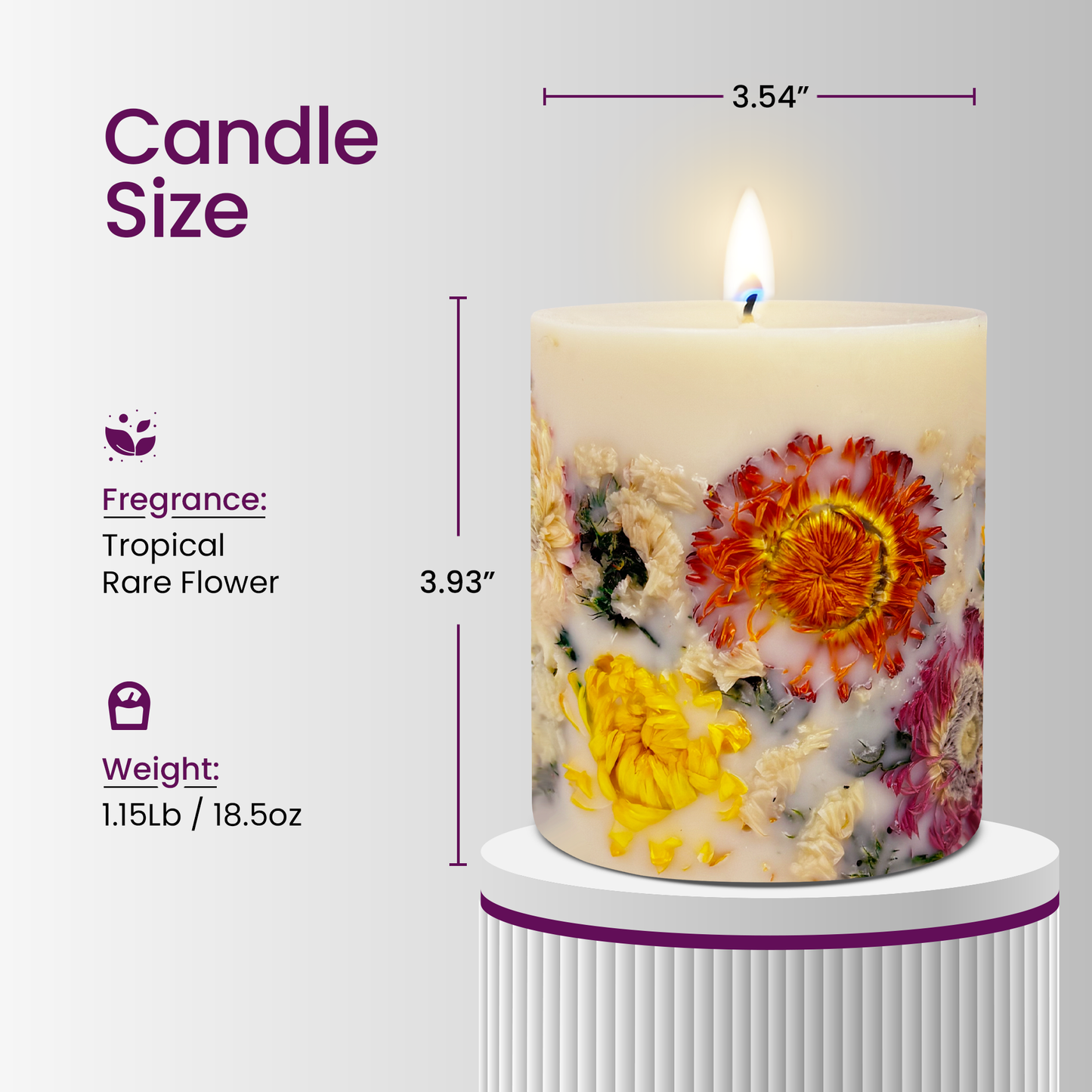 Botanical Tropical Rare Flower Scented Candle - Mums