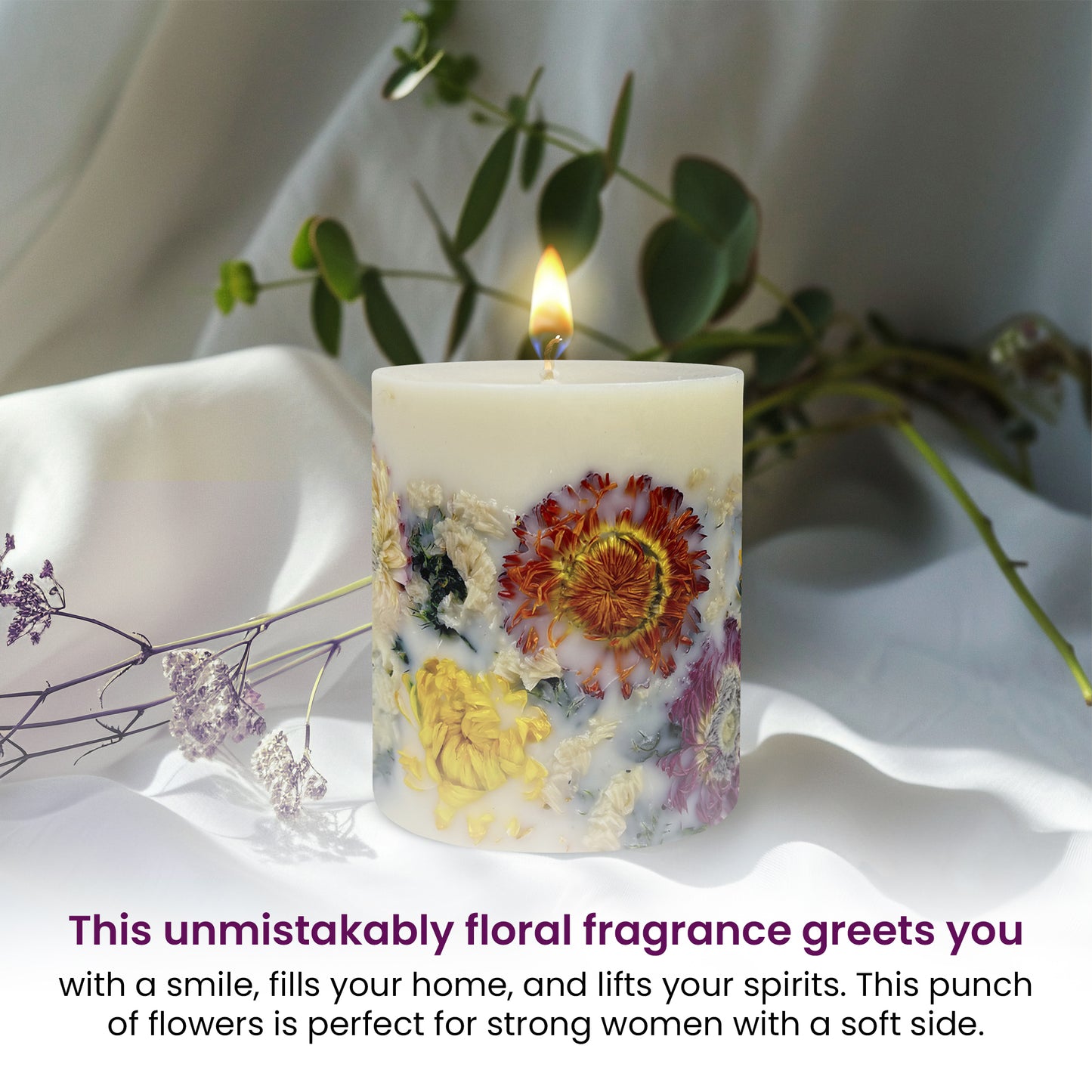 Botanical Tropical Rare Flower Scented Candle - Mums